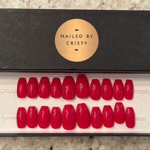Nailed by Cristy handmade press on nails - bright red